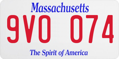 MA license plate 9VO074