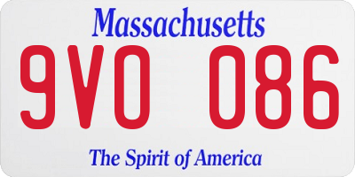 MA license plate 9VO086