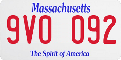 MA license plate 9VO092