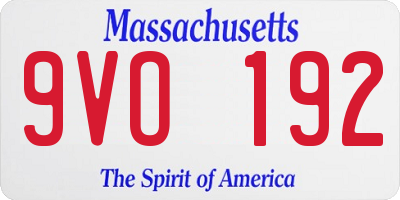 MA license plate 9VO192