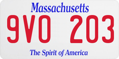 MA license plate 9VO203