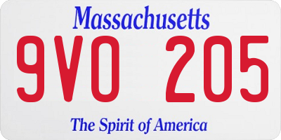 MA license plate 9VO205