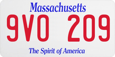 MA license plate 9VO209