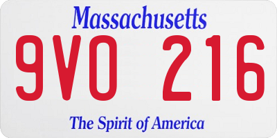 MA license plate 9VO216