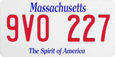 MA license plate 9VO227