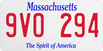 MA license plate 9VO294