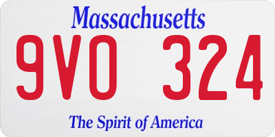 MA license plate 9VO324