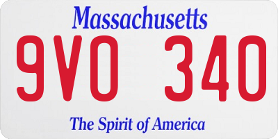 MA license plate 9VO340