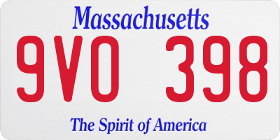 MA license plate 9VO398