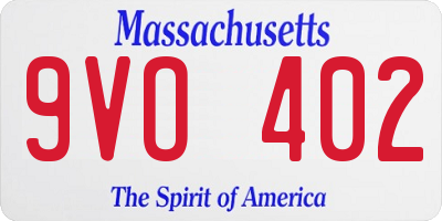 MA license plate 9VO402