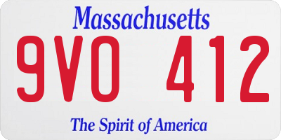 MA license plate 9VO412