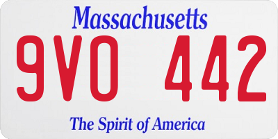 MA license plate 9VO442
