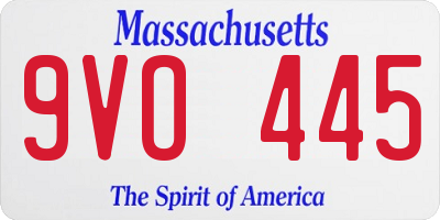 MA license plate 9VO445