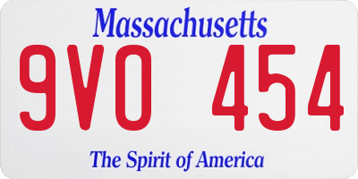 MA license plate 9VO454