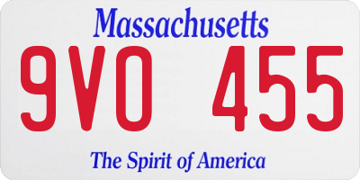 MA license plate 9VO455