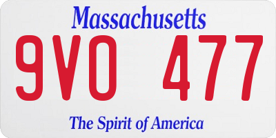 MA license plate 9VO477