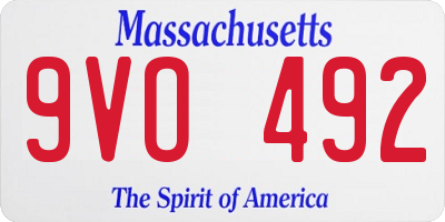 MA license plate 9VO492