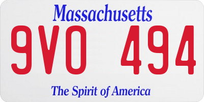 MA license plate 9VO494