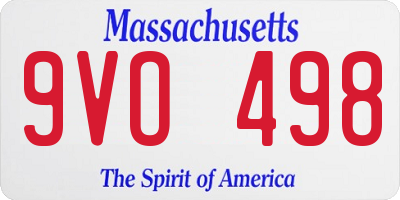 MA license plate 9VO498