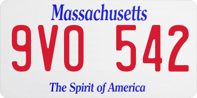 MA license plate 9VO542