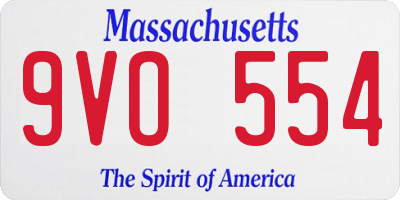 MA license plate 9VO554
