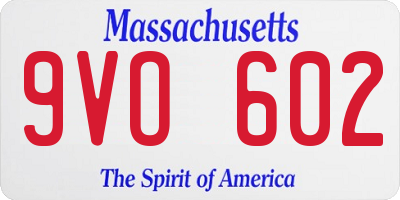 MA license plate 9VO602