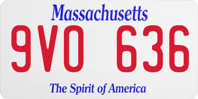 MA license plate 9VO636
