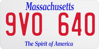 MA license plate 9VO640
