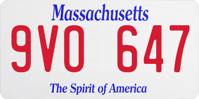 MA license plate 9VO647
