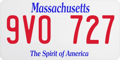 MA license plate 9VO727