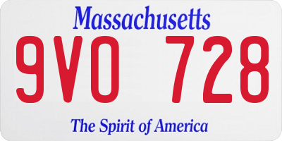 MA license plate 9VO728