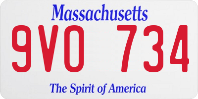 MA license plate 9VO734