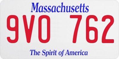 MA license plate 9VO762