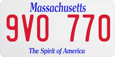 MA license plate 9VO770