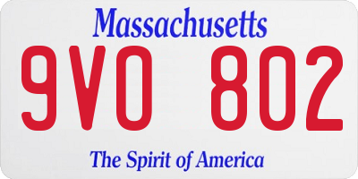 MA license plate 9VO802