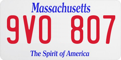 MA license plate 9VO807