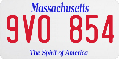 MA license plate 9VO854