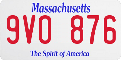 MA license plate 9VO876