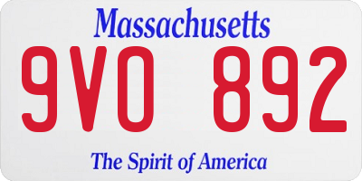 MA license plate 9VO892