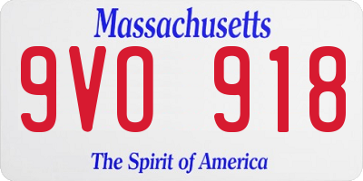 MA license plate 9VO918