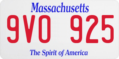 MA license plate 9VO925
