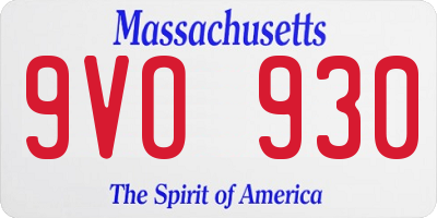 MA license plate 9VO930