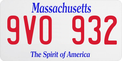 MA license plate 9VO932