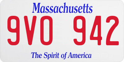 MA license plate 9VO942