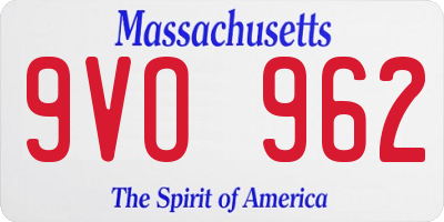 MA license plate 9VO962