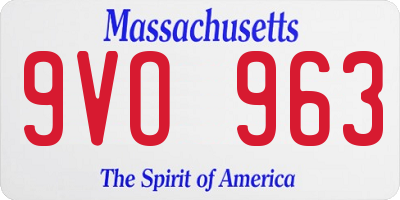 MA license plate 9VO963