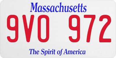 MA license plate 9VO972