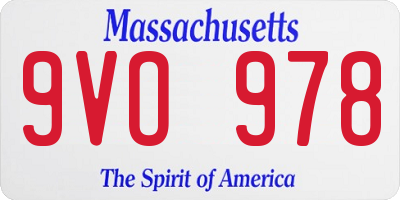 MA license plate 9VO978