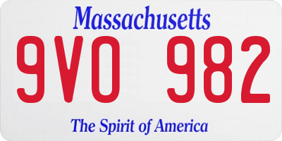 MA license plate 9VO982