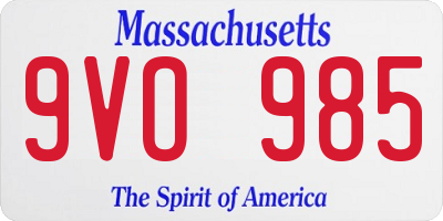 MA license plate 9VO985